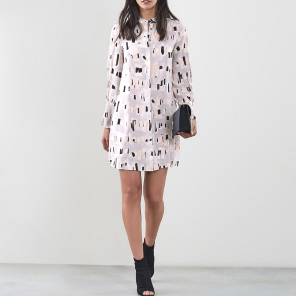 Reiss Oretta Geo Print Long‎ Sleeve Dress